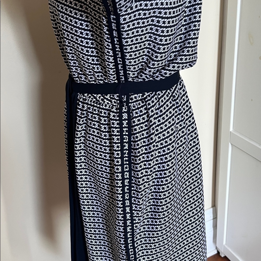 Banana Republic Geometric Chain Print Shirtdress Black and White - Size 10 - Picture 6 of 10